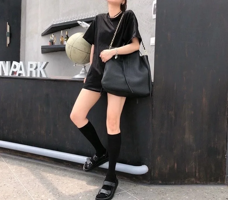 

free shipping 2020 the new style fashion and simple genuine cow leather women handbag one shoulder bag crossbody bag 40cm 2color