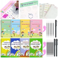 2021 4 books pen magic practice book free wiping children toy writing sticker english copybook for calligraphy montessori toys