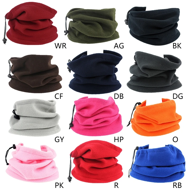 

Unisex Winter Faux Fleece Neck Gaiter Warmer Drawstring Windproof Face Cover Cycling Multifunctional Infinite Scarf Tube