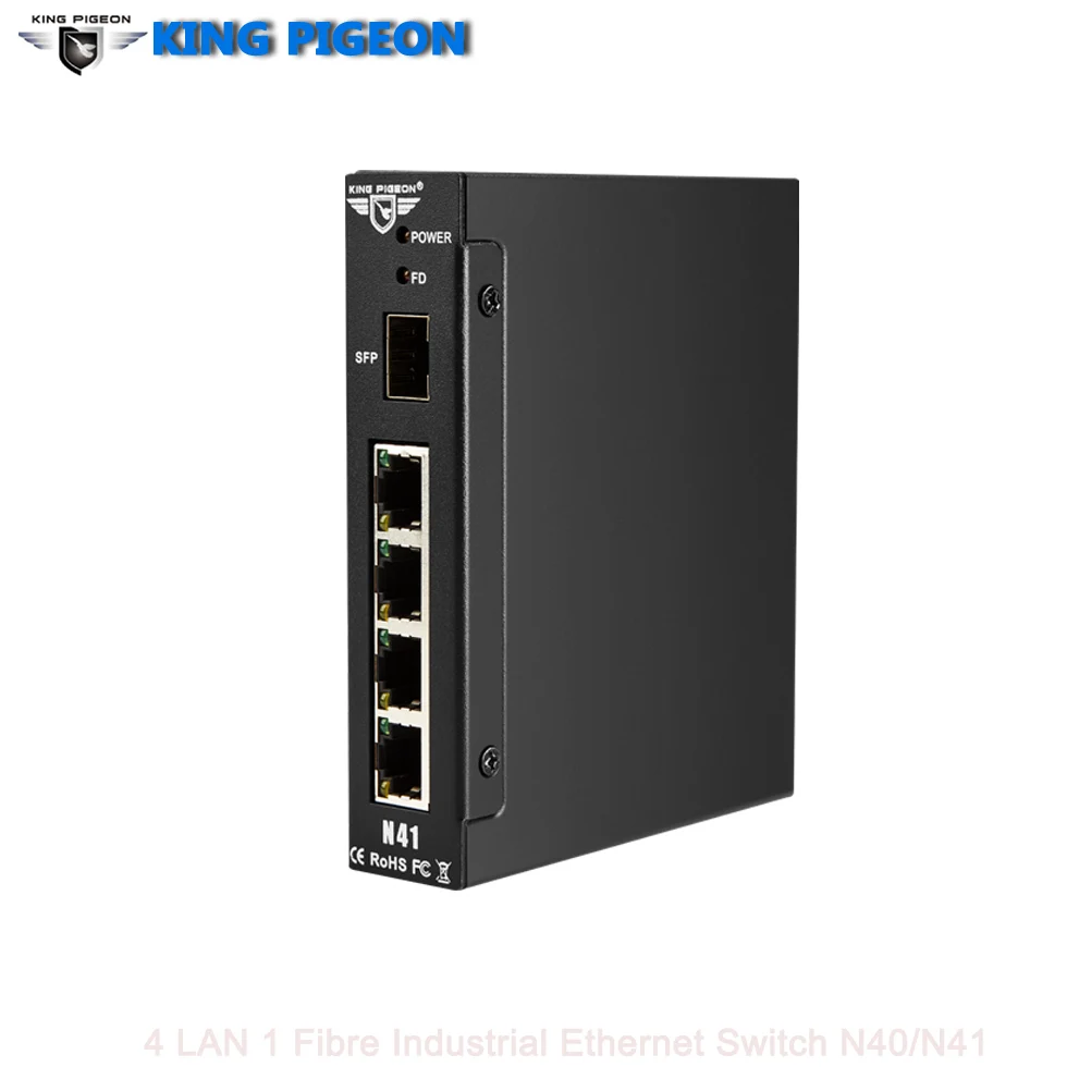 Прочный промышленный коммутатор Ethernet (4LAN 1 волоконный порт два входа питания