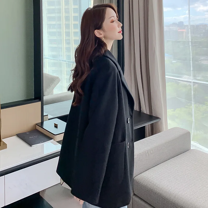 

Coat Nice Autumn Winter New Red Korean Loose Coats Women Leisure Overcoat Wool Blends Jacket Women's Elegant Jackets Blend Tops