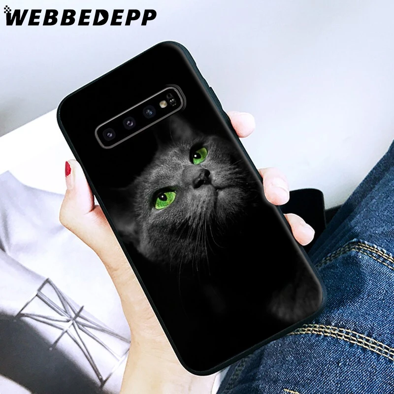 Черная кошка глаз на мягкий чехол для samsung Galaxy S6 S7 край S8 S9 S10 Note 8 9 10 плюс S10e A10S A20S A30S