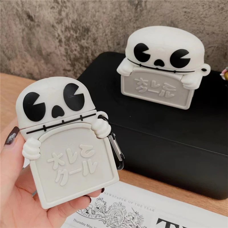 

Светящийся 3D-чехол с милым черепом для AirPods 1, 2 Pro, Bluetooth-Совместимый Чехол для наушников, мягкий чехол для телефона