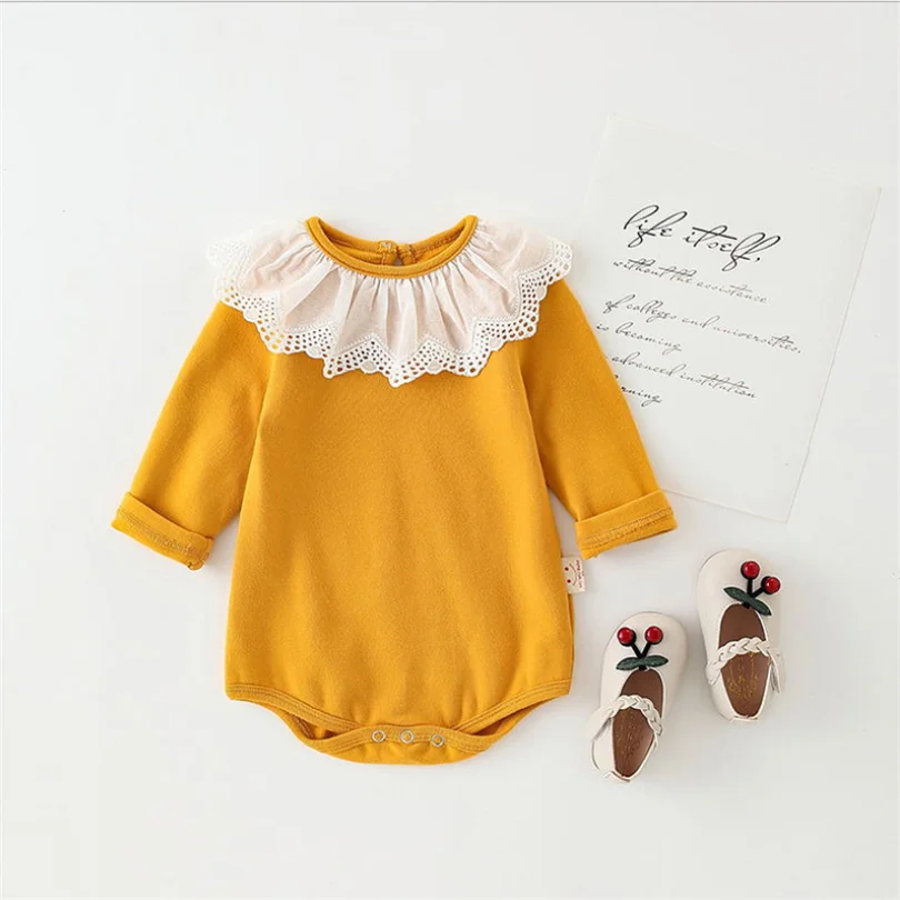 Комбинезон для новорожденных девочек кружевная Весенняя детская одежда с