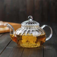 glass boiling teapot glass striped pumpkin pot heat resistant flower teapot tea set