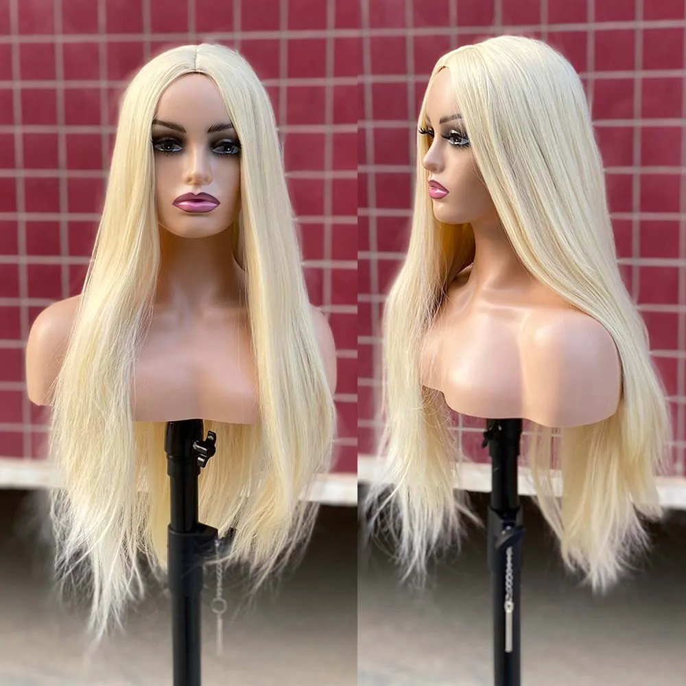 24 Inches Long Straight Black Wig Synthetic Wigs for Women Blonde Natural Middle Part Wig Heat Resistant Fiber Brown Cosplay Wig