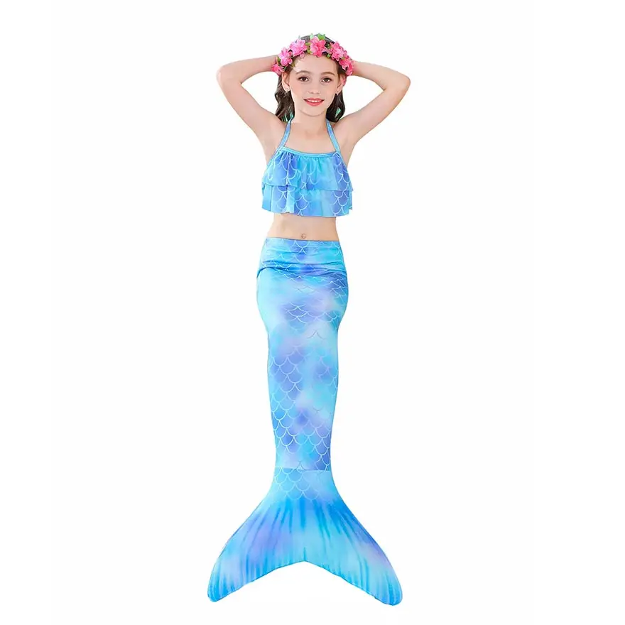 Fancy NEW the Little Mermaid Tail with Garland or With Monofin Swimsuit for Kids Girls swimmable Bathing Suit Mermaid Costume