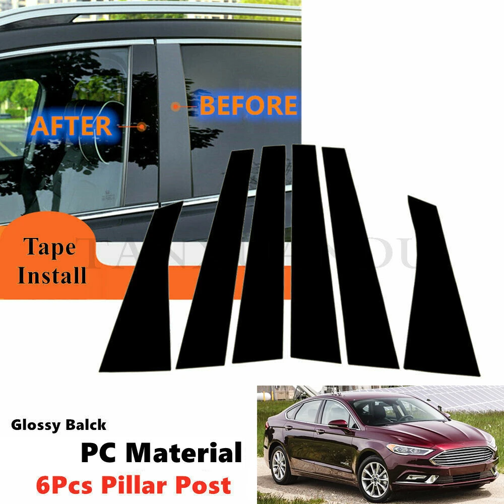 

Набор из 6 предметов для Ford Fusion Mondeo V 2013-2020 седан левый правый боковой глянцевый черный столбик пианино Чехлы отделка двери окна