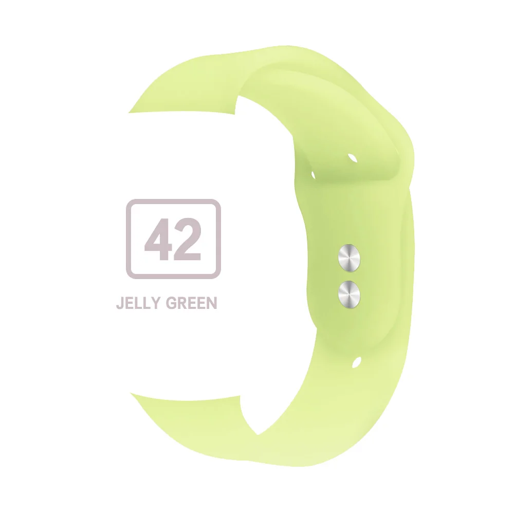 Jelly green Мягкий силиконовый сменный спортивный ремешок для Apple Watch версии 4, 3, 2, 1, 42 мм, 38 мм, браслет на запястье, ремешок для iWatch 4, 40 мм, 44 мм, спортивный - Цвет ремешка: Jelly green
