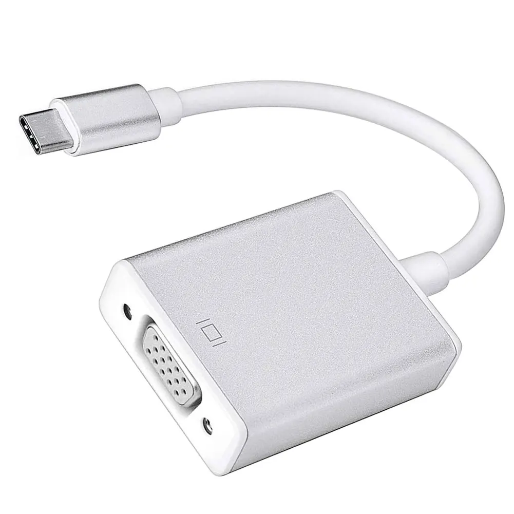 

Hot Sale USBC To VGA Adapter Cable USB3.1 Type C Male To Female Converter HD Compatible 1080P FHD For MacBook Lenovo900 Silver