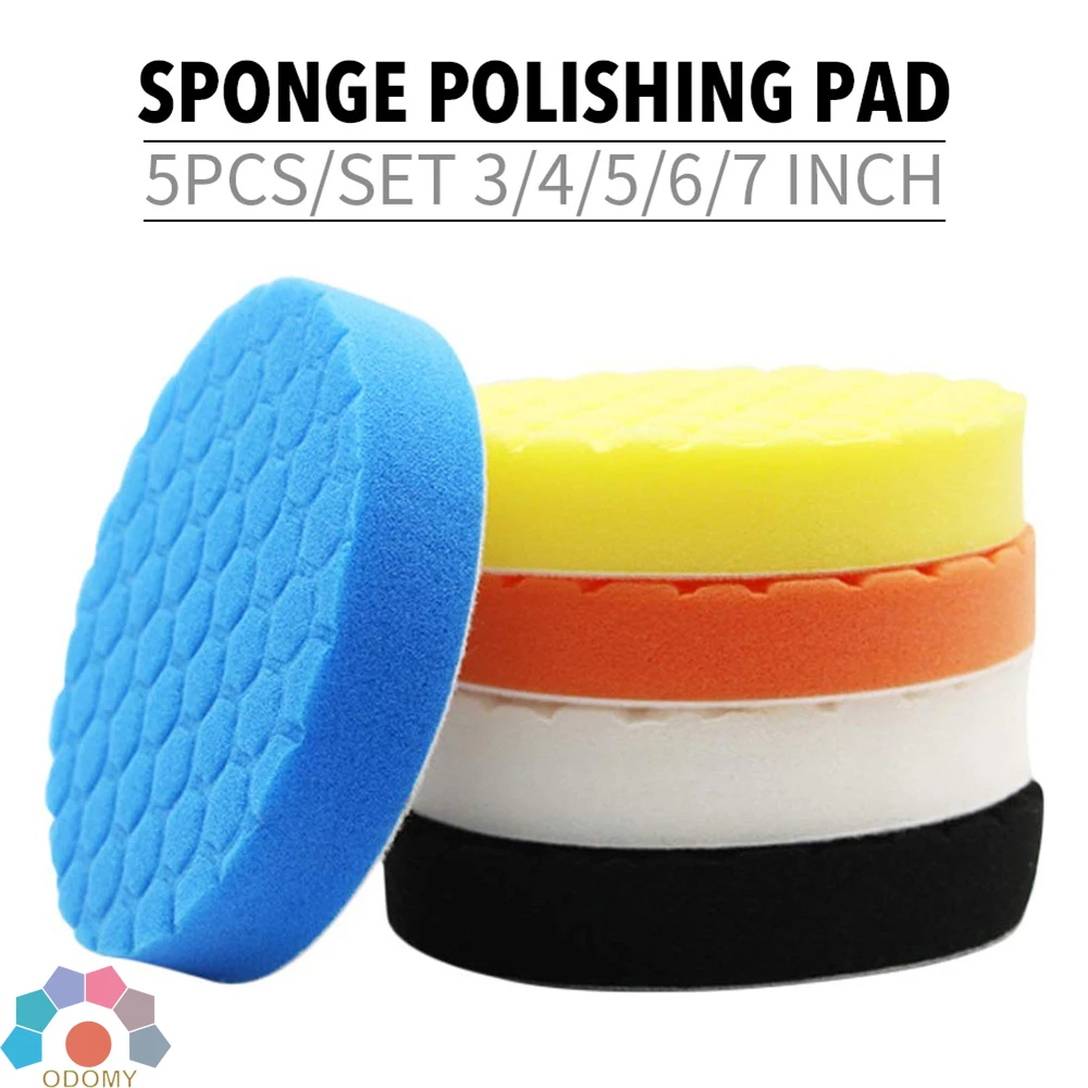 

5pcs Buffing Sponge Polishing Pad Hand Tool Kit For Car Polisher Compound Polishing Car Beauty Polishing Tool Set 3/4/5/6/7 Inch