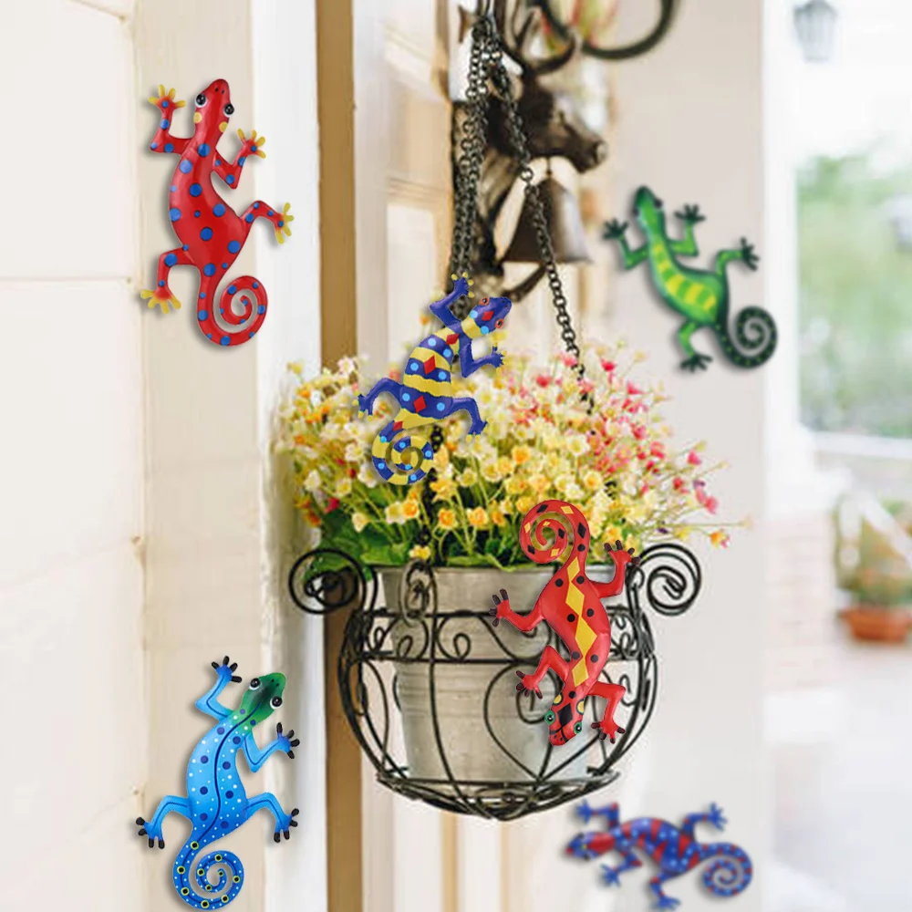 

Portable Bedroom Living Room Inspirational Sculpture Garden Backyard Art Craft Sculptures Metal Gecko Wall Decor