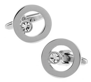 

Luxurious Design Round Crystal Cufflinks Quality Brass Material White Color Cuff Links Wholesale & Retail