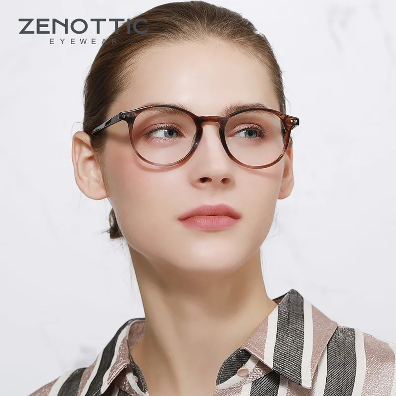 Оправа для очков ZENOTTIC ацетатная оправа при близорукости в стиле ретро Круглый