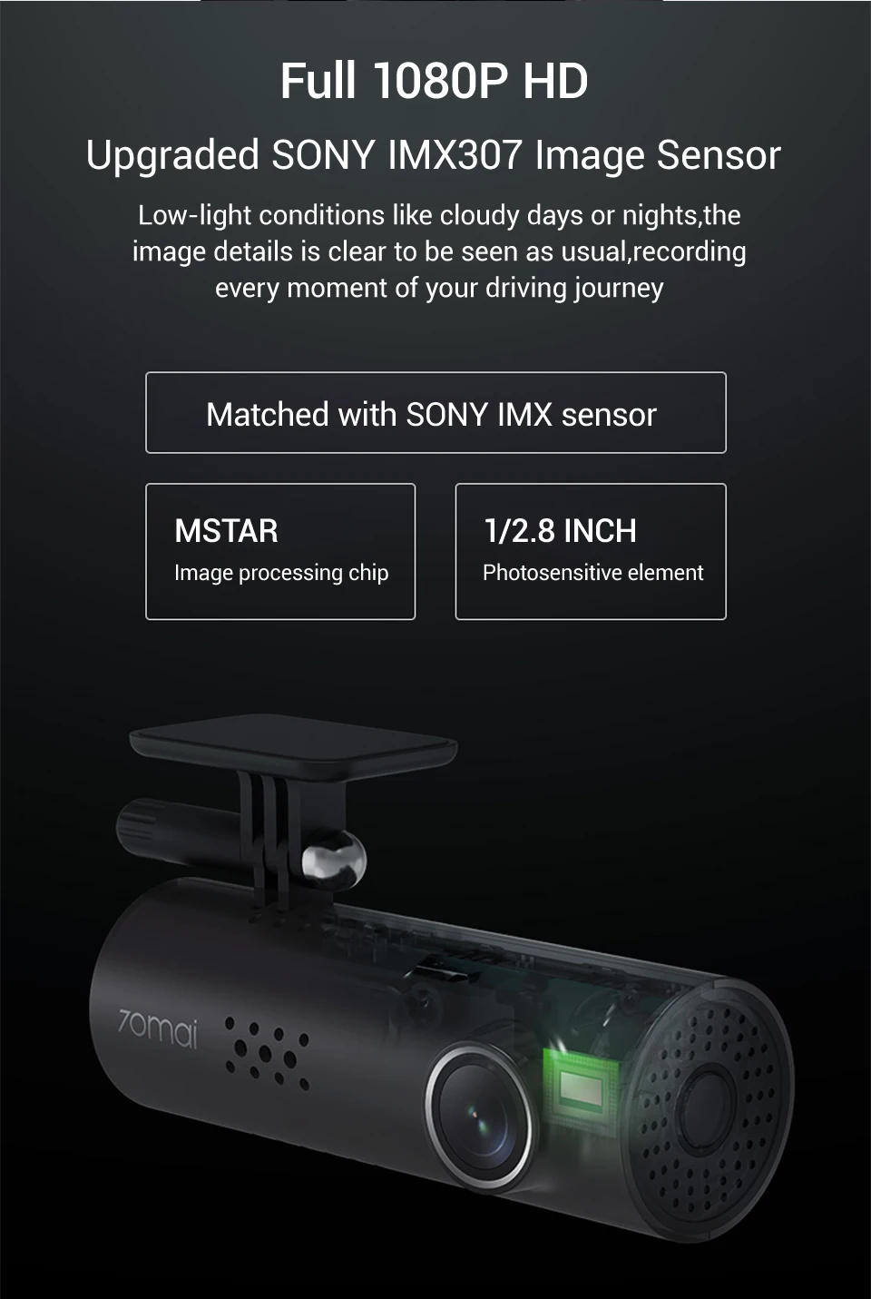 Английское Голосовое управление 70mai Автомобильный dvr Cam 1S 1080HD 70mai cam ночного видения 70Mai Dash Cam 1S рекордер WiFi 70 mai Dash Cam 1S