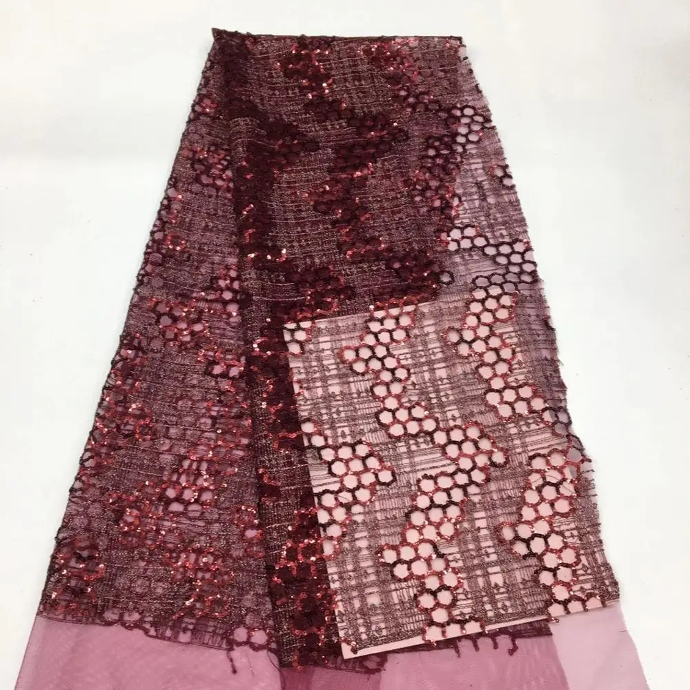 

High Quality African Lace Fabric Sequined Laces Sewing Colorful Sequins For Wedding Party XX148-307