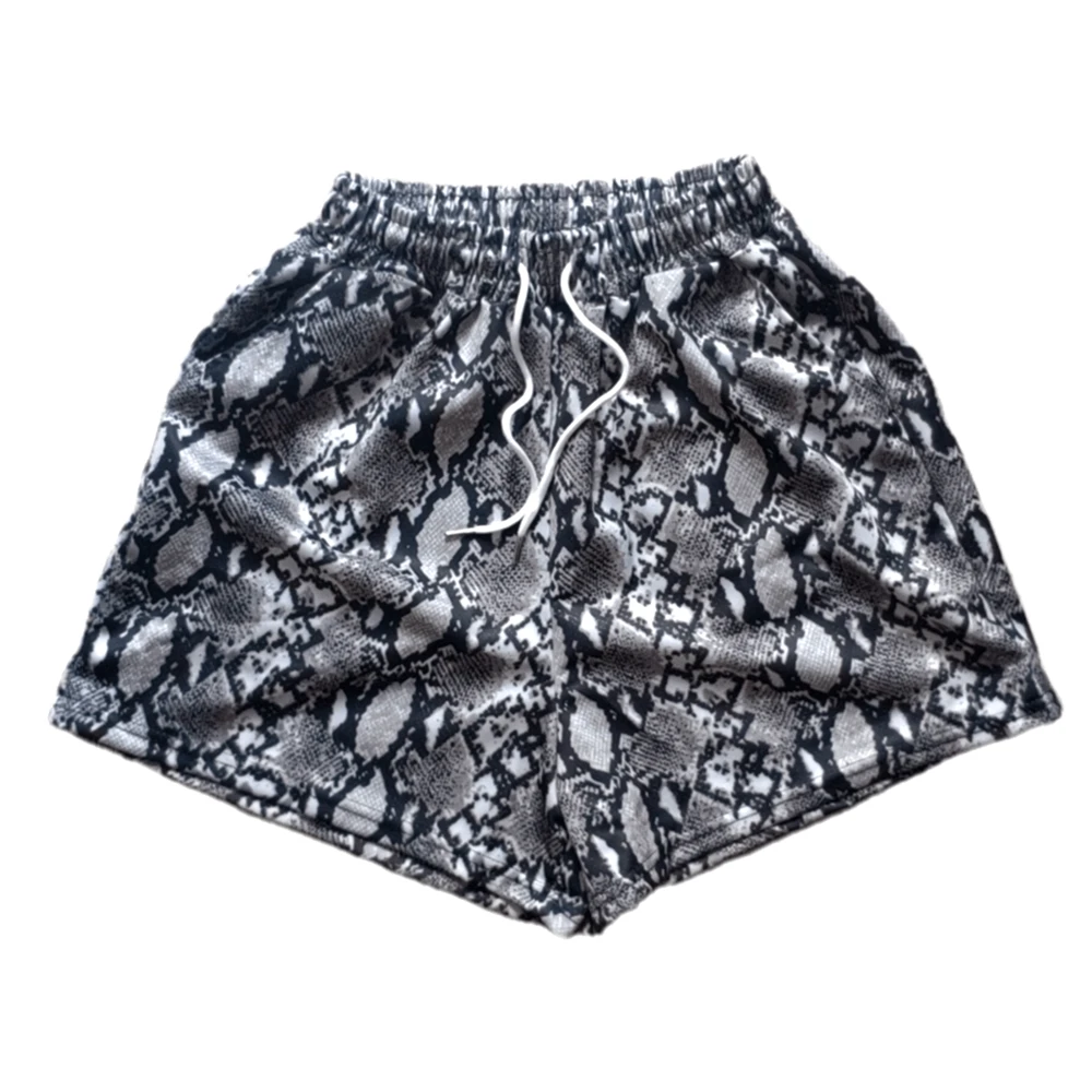 

2021 Summer Men's and Women's Shorts Beach Daily Leopard Cotton Blend Snakeskin Pattern