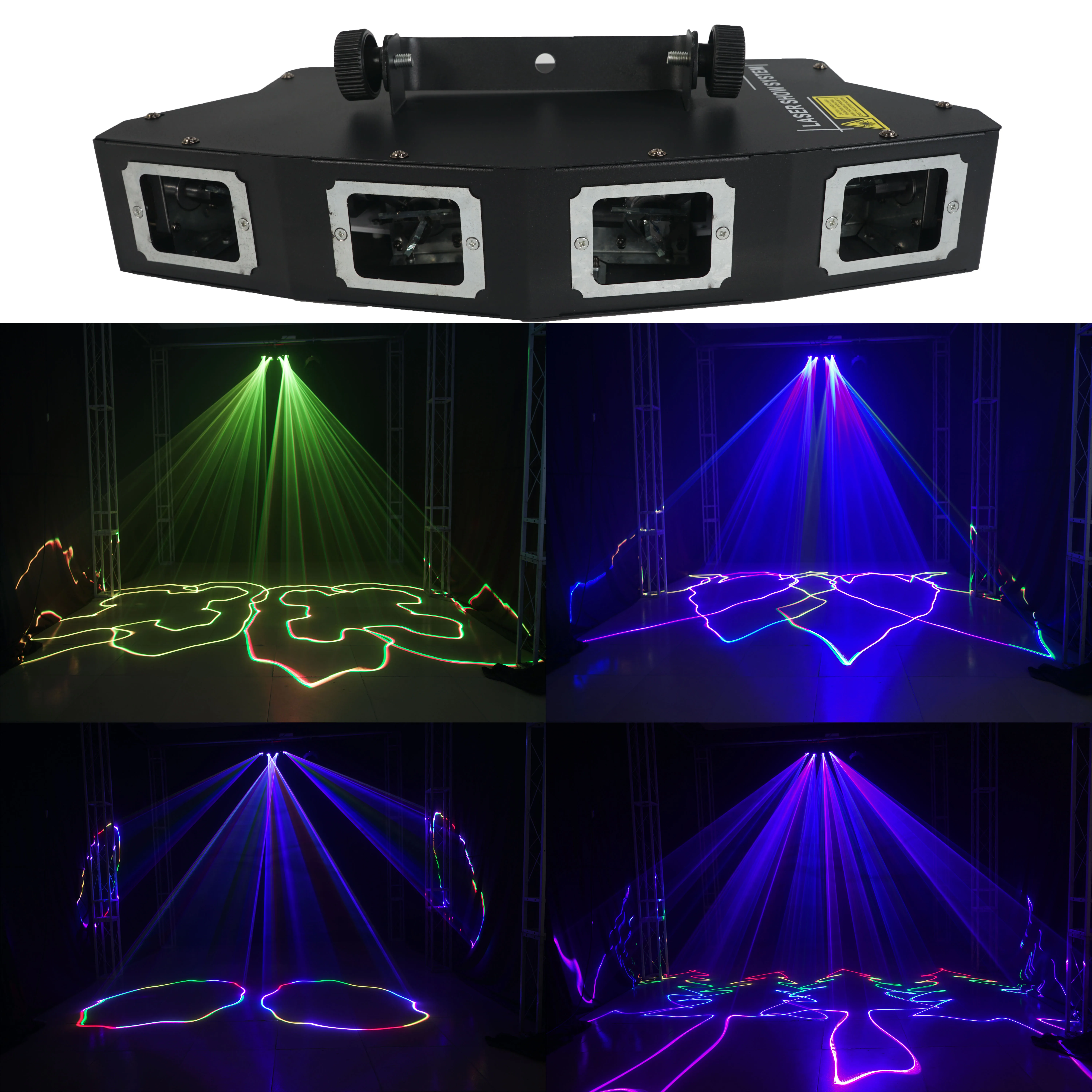 Четыре линзы сильные RGBWY лазерное шоу системы сцены диско вечерние