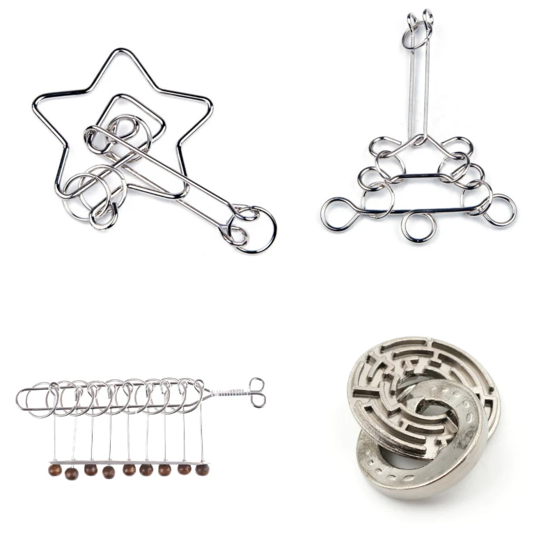 3D Китайский винтажный металлический разблокированный лабиринт головоломка