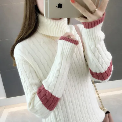 Женский плотный теплый свитер вязаные свитеры и пуловеры модные джемперы для