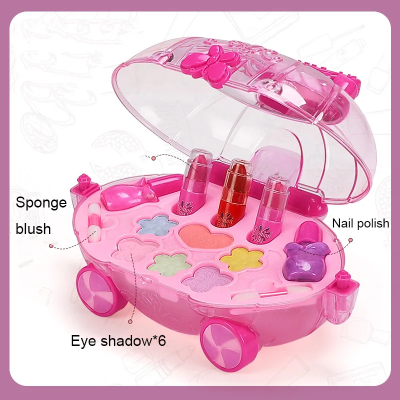 Безопасный моющийся детский набор для макияжа машинка с тыквой детские игрушки