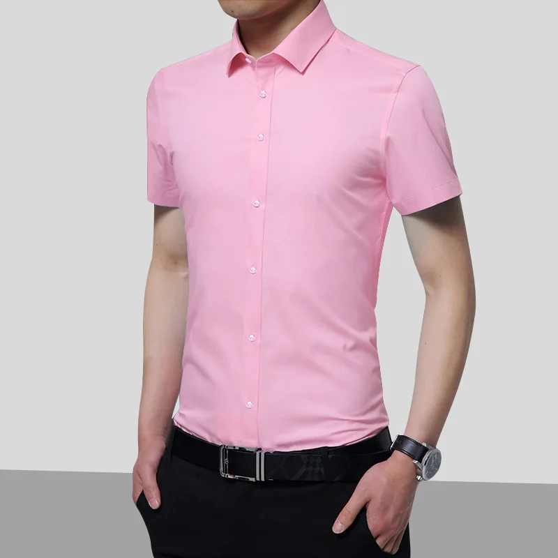 

Men's shirt business casual clothing black and white shirts with short sleeves in summer