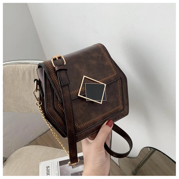 

Высококачественные кожаные Наплечные сумки контрастных цветов для женщин 2021 маленькая Шестигранная сумка-мессенджер сумки для телефона и ...