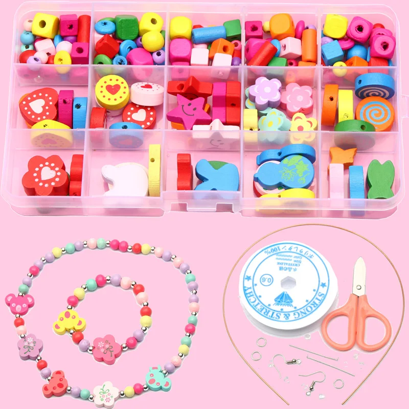 

Boxed Mixed Multicolor Various Shapes Craft Natural Wooden Beads Set For Jewelry Making DIY Necklaces Bracelet Earrings Supplies