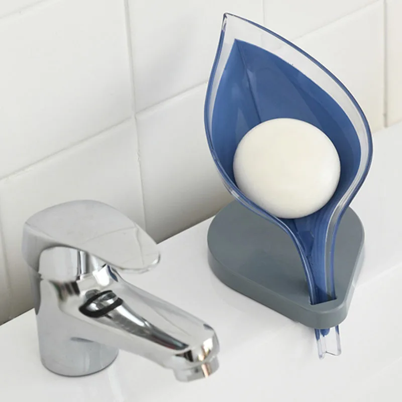 

2Pcs Creative Leaf Shape Plastic Drain Soap Dish Box Portable Kitchen Sink Storage Promotion