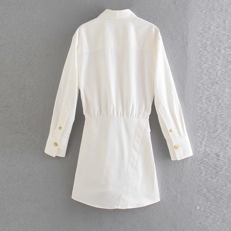 

Summer Women Dress ZA Long Sleeve Loose Dress Ladies Turn Down Collar Dress Elegant Girls Fashion Causal Outfits