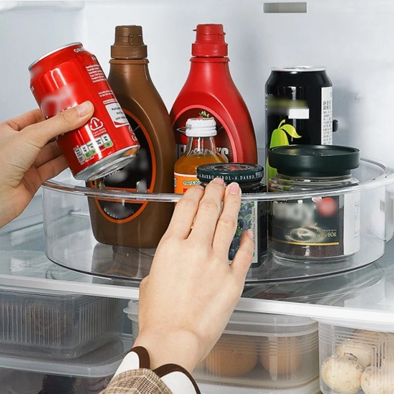 

2Pcs 360 Rotation Cabinet Organizer 12 Inch Spice Drink Cosmetic Storage Rack Transparent Turntable for Kitchen Bathroom