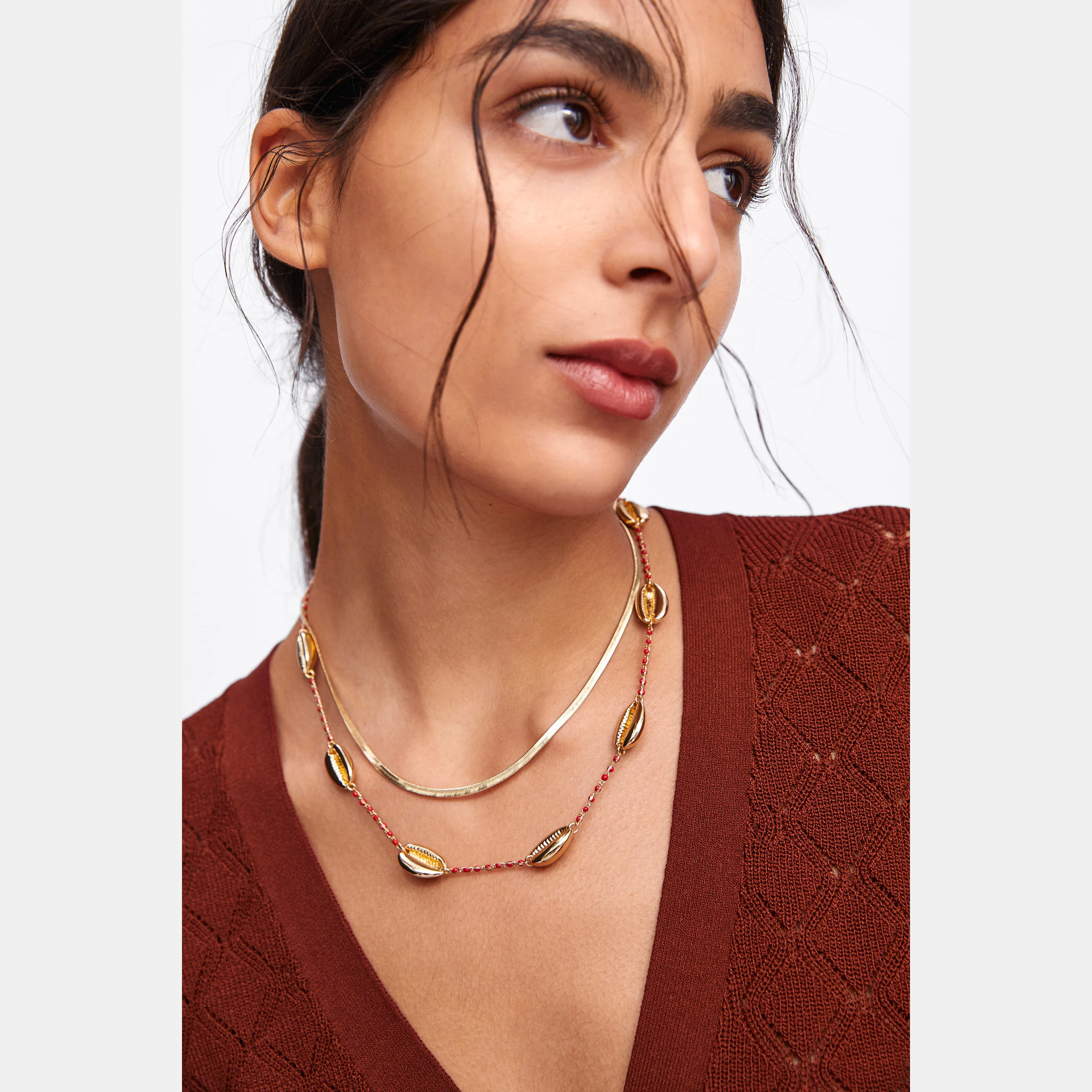 2019 Za последняя Золотая цепь &quotЗмейка&quot многослойное ожерелье с раковинами для