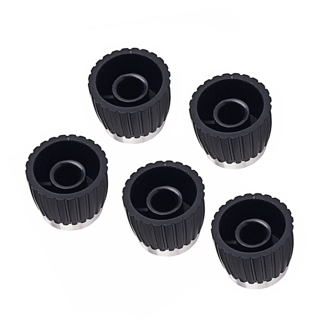 

Pack of 5 Black Plastic Stereo Amplifier Knobs Silver Top for Accessory