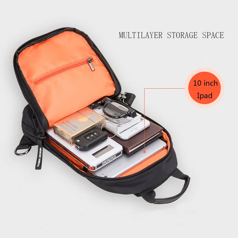 

Casual Chest Bag Nylon Waterproof Shoulder Bag Ruched Motorcycle Crossbody Men's Sport Chest Pack Male