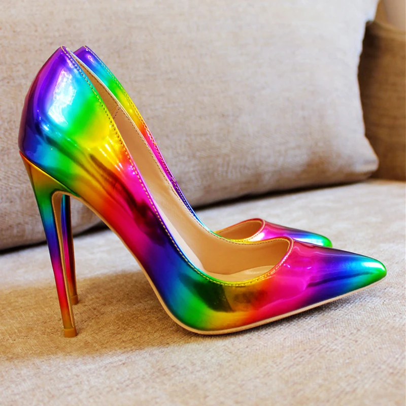 Пикантные женские элегантные разноцветные туфли на высоком каблуке