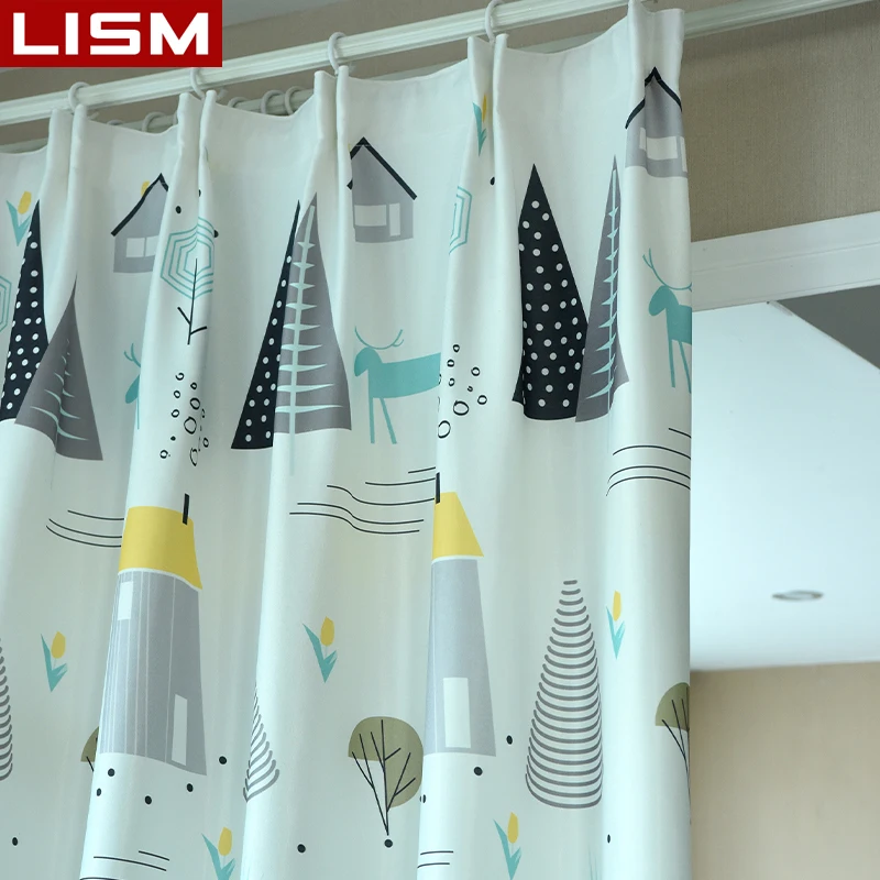 Шторы светонепроницаемые LISM в скандинавском стиле Мультяшные занавески с