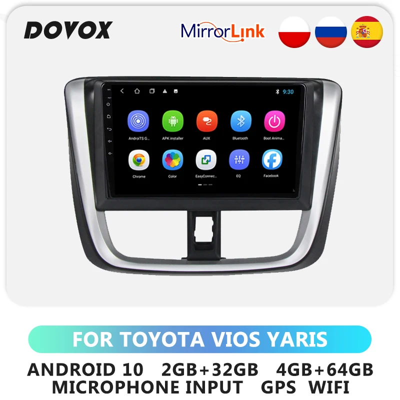 

DOVOX For TOYOTA VIOS YARIS 2017 Android 10 Car Radio Multimedia Video Player GPS 2din Autoradio Stereo 2 Din Wifi Navigation