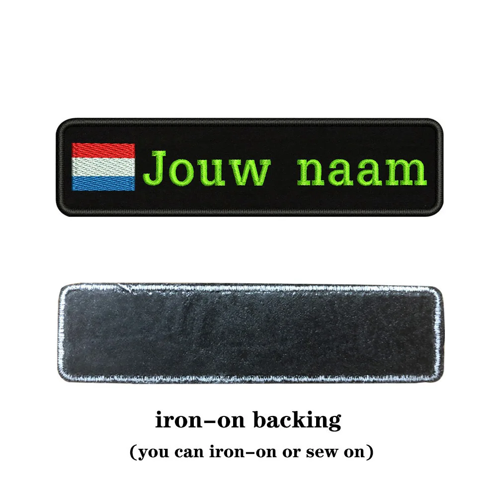 light green-iron on Заказная вышивка, голландское имя флага или заплатка с текстом 10 см* 2,5 см значок, железная или липучка Подложка для одежды, штанов, рюкзаков, шапок - Цвет: light green-iron on