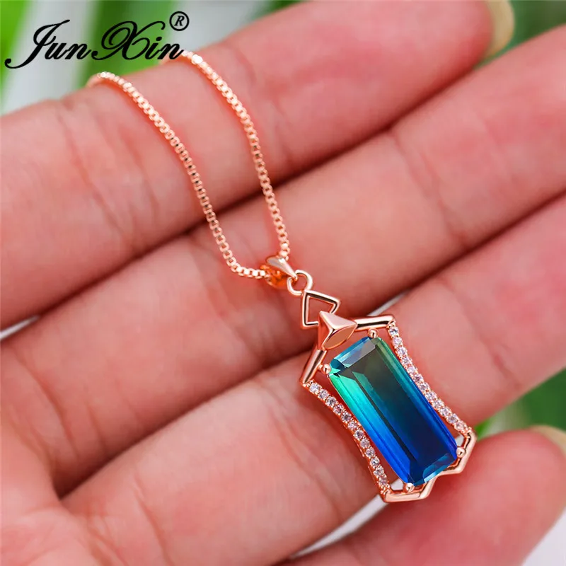 Геометрическая двухцветная синяя зеленая розовая циркониевая прямоугольная