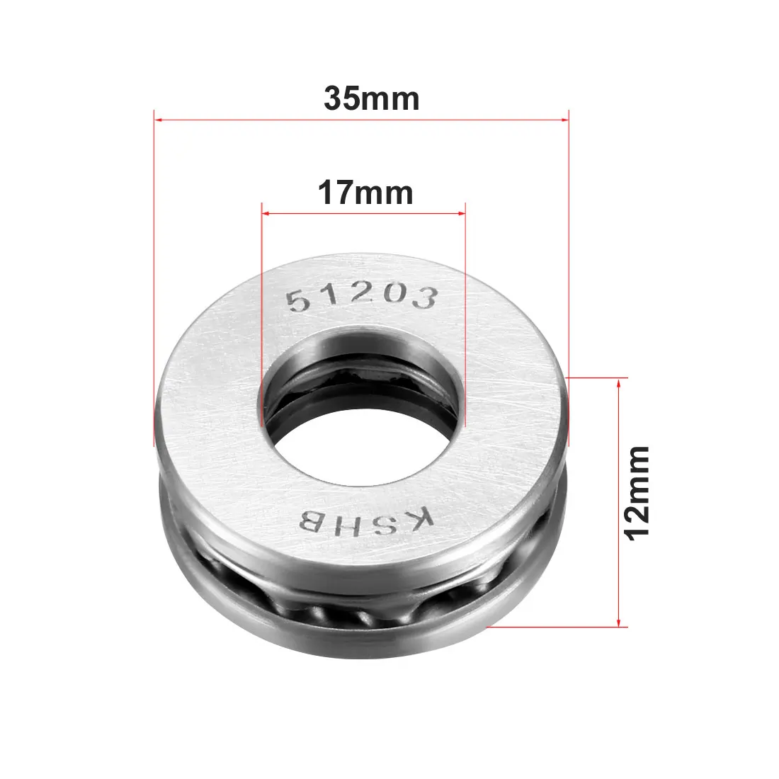 

uxcell 6pcs 51203 Single Direction Thrust Ball Bearings 17mm x 35mm x 12mm Chrome Steel