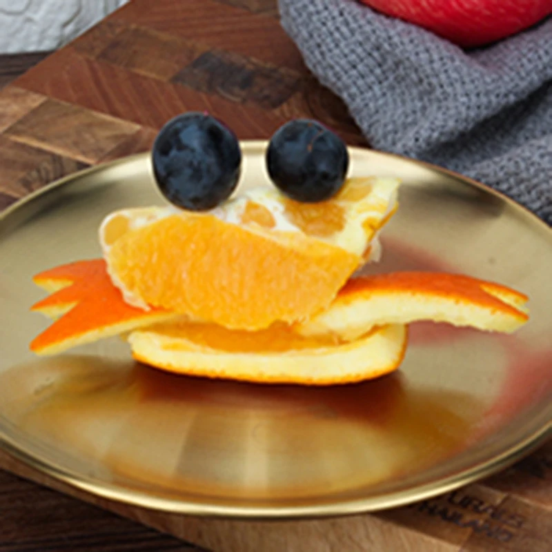 Утолщенный диск из нержавеющей стали золотой поднос для кафе фруктов торта