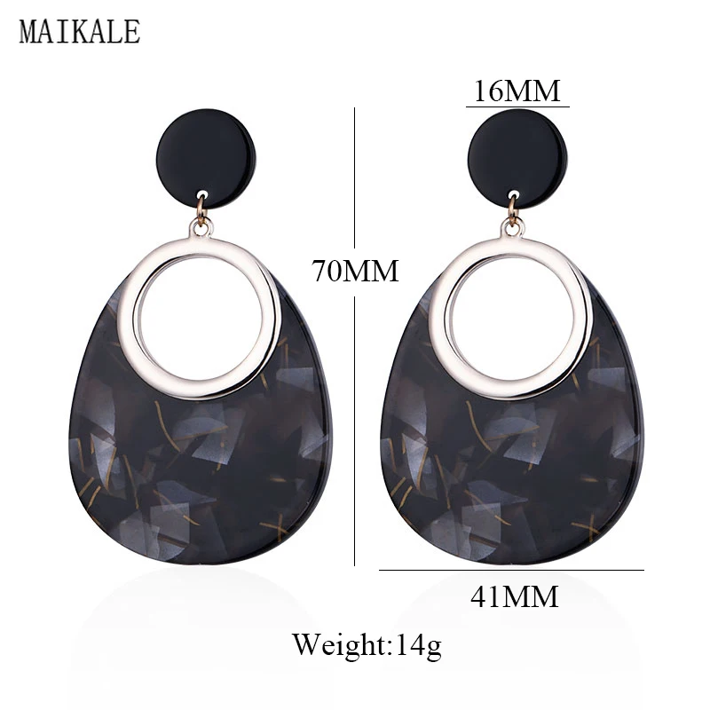 Женские акриловые серьги MAIKALE большие круглые серьги-капельки из смолы в стиле