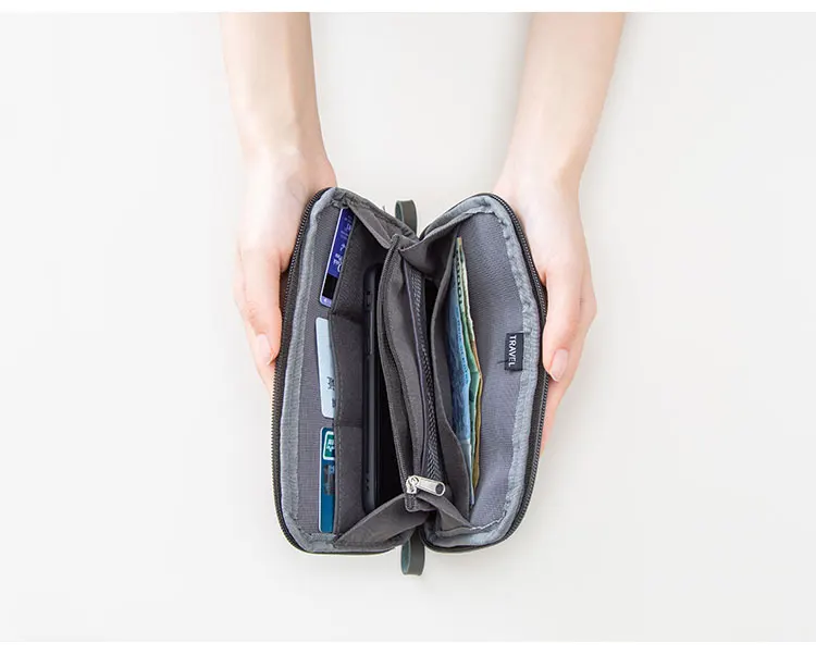 Travel Digital Pouch Nylon Travel Passport Case Multi Purpose Zipper Card and ID Holder Cable Gadgets Organizer
