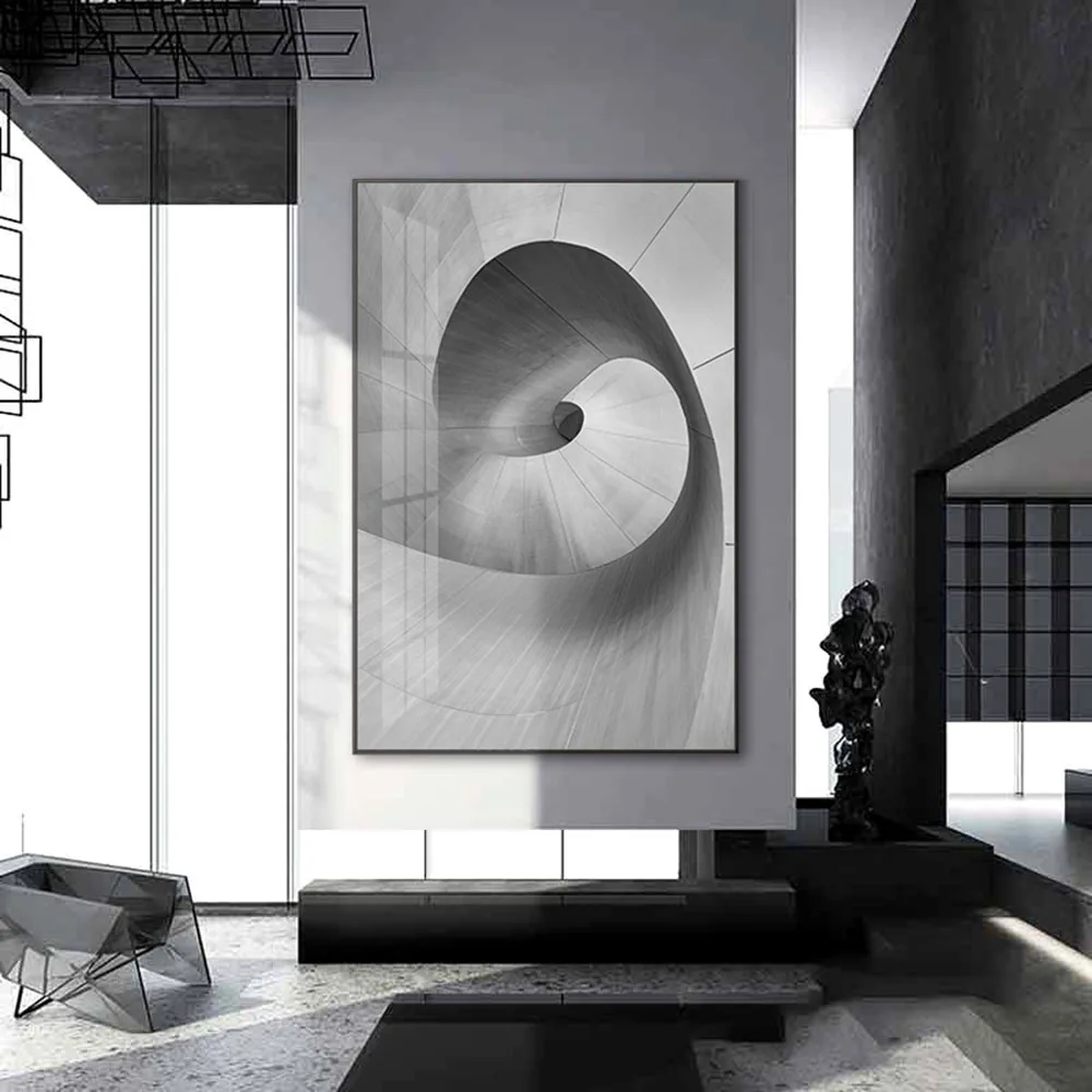 

Modern Building Space Canvas Painting Abstract Black White Rotation Art Poster Decoration Picture For Home Decor Wall Painting