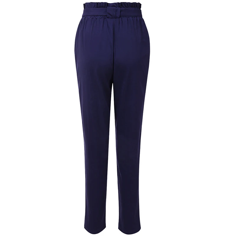 Высокая талия универсальные повседневные синие галстук-бабочка карманы женские