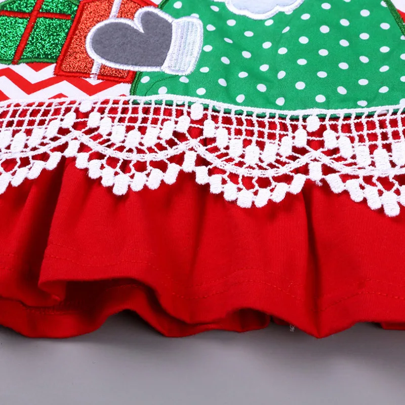 Vestido de Navidad para ni&ntilde;a, disfraz de fiesta de Santa Claus, cosplay de manga larga, vestidos ondulados de encaje para beb&eacute;, A&ntilde;o Nuevo, 2022-4