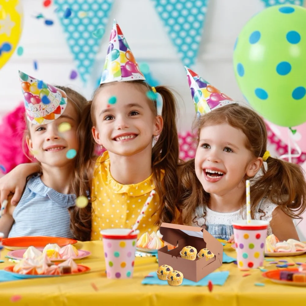 

12Pcs Handy Cake Wrapping Boxes Paper Cupcake Packing Box (White, 4 Grid)