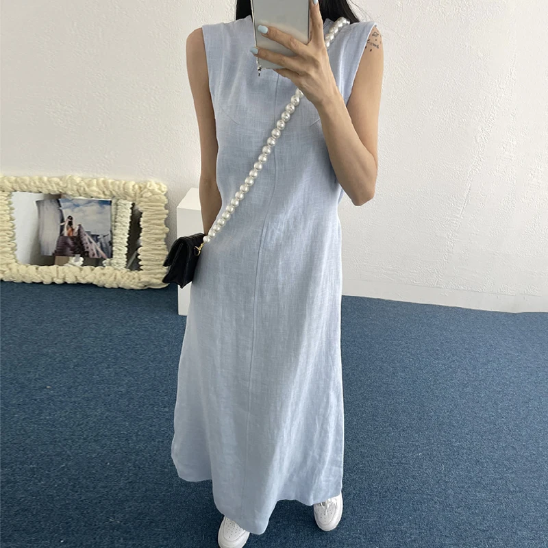 Женское летнее платье Sannian с круглым вырезом открытой спиной и кулиской сзади