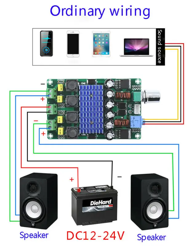 

TPA3116D2 Digital Amplifier Board Audio Stereo 2x50W Automatic Boost DC12-24V