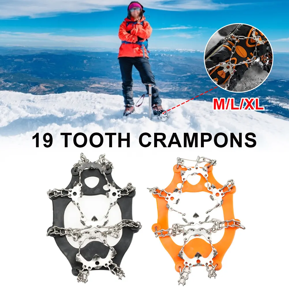 

19 Teeth Claws Micro Spikes Footwear Ice Traction System Crampons Non-slip Safe Non-slip Shoe Cover Climbing Accessories Outdoor